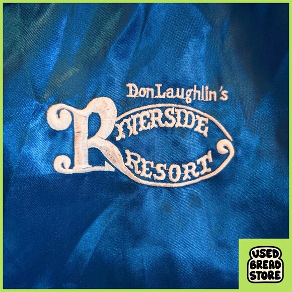 XL Blue Satin Don Laughlin's Riverside Resort Jacket Nevada Casino Las Vegas - Picture 3 of 7